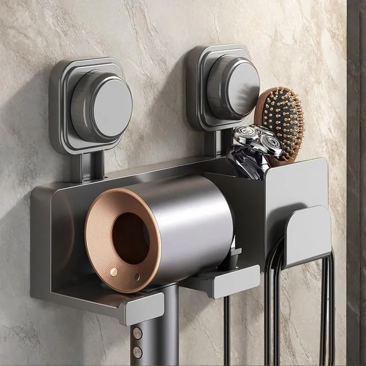 吸盘吹风机置物架免打孔卫生间电吹风挂架吹风筒支架浴室收纳壁挂