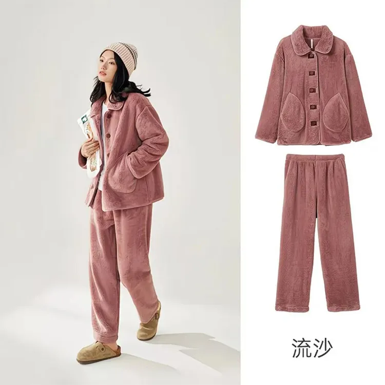 冬季情侣款加绒加厚保暖睡衣舒适柔软亲肤家居服套装A8101/A8100
