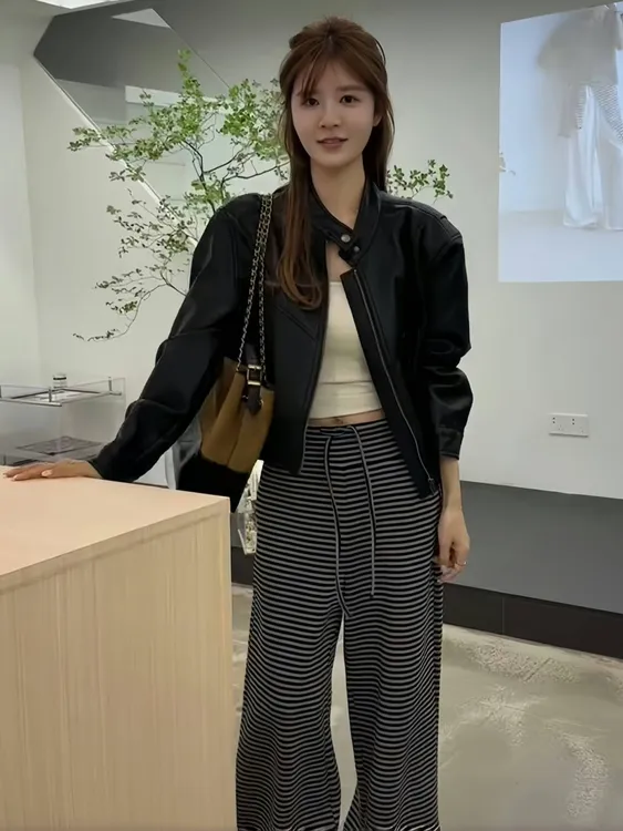 复古PU皮短款立领皮衣外套女2025秋装新款高级感时尚百搭夹克上衣