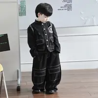 Jimmy妈童装【暗夜绅爵】秋冬新款儿童立领徽章刺绣夹克长裤套装