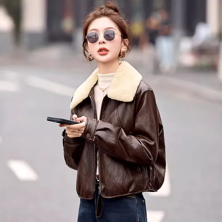 pu皮面免洗皮衣女士短款2025新款今年流行爆款高端洋气小个子外套