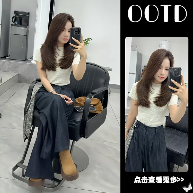 超火早秋穿搭一整套女2025新款韩版圆领针织衫百搭阔腿裤两件套