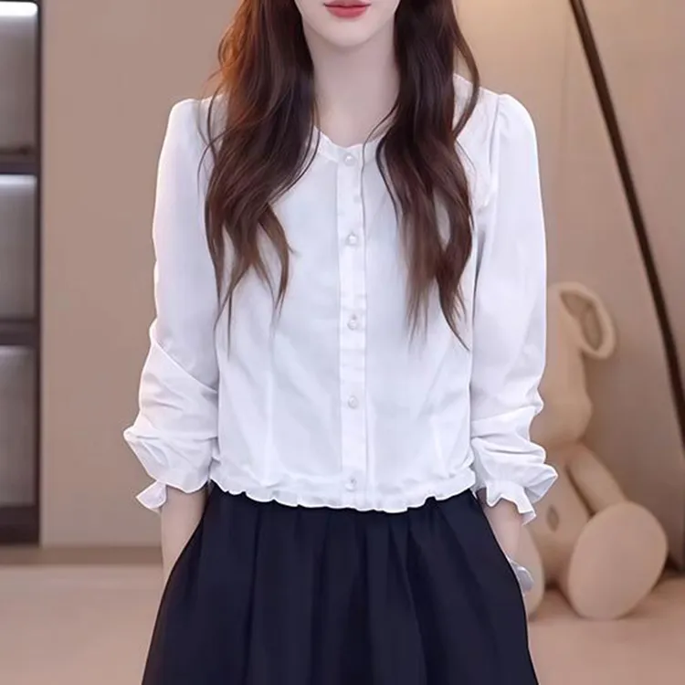 6958韩版日常休闲通勤潮流新款时尚百搭气质简约修身显瘦女装衬衫