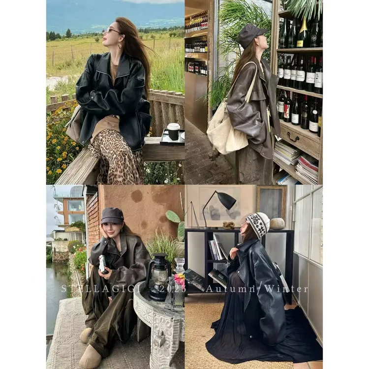 SG / 杨依姗 AW 早秋新品 重工高品质 复古立领皮衣WT-20251618