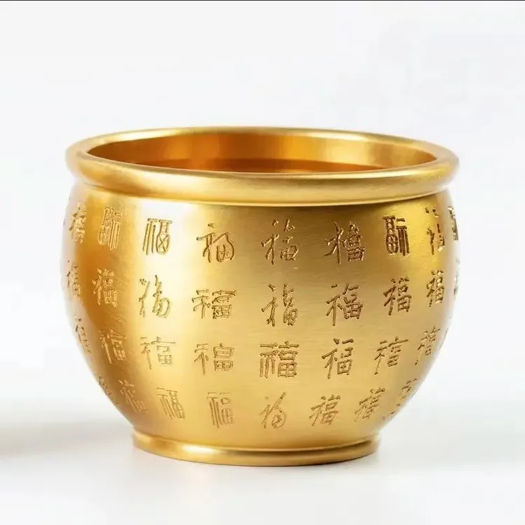 【老师推荐】黄铜米缸铜制百福缸高档店铺家用冰箱摆件装饰品礼品30