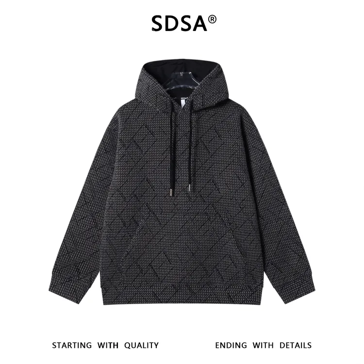 SDSA秋冬新款痞帅男装韩版潮牌线条抽绳连卫衣百搭宽松套头上衣