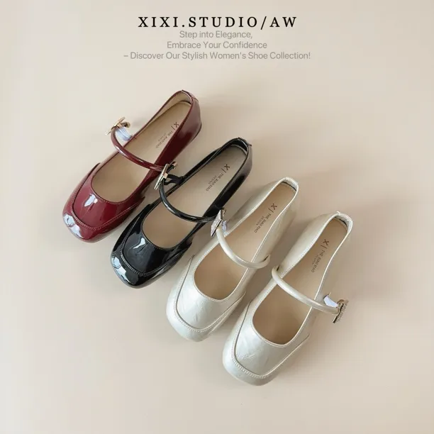 【25夏季新款】法式红色单鞋女一字扣玛丽珍小皮鞋配裙子低跟晚晚鞋