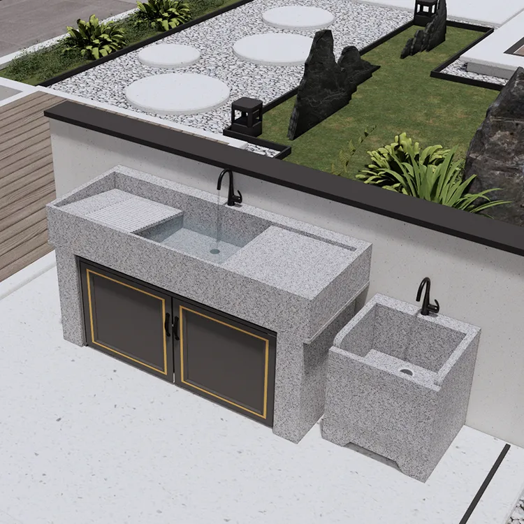 天然户外花岗岩洗衣池阳台室内外庭院洗手池台盆水池一体盆