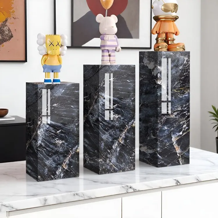 可定制轻奢岩板花架客厅玄关落地式展示台装饰摆件底座工艺品立柱