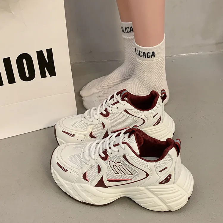 欧洲站厚底网面老爹鞋女2025春季新款休闲运动鞋百搭轻便透气单鞋