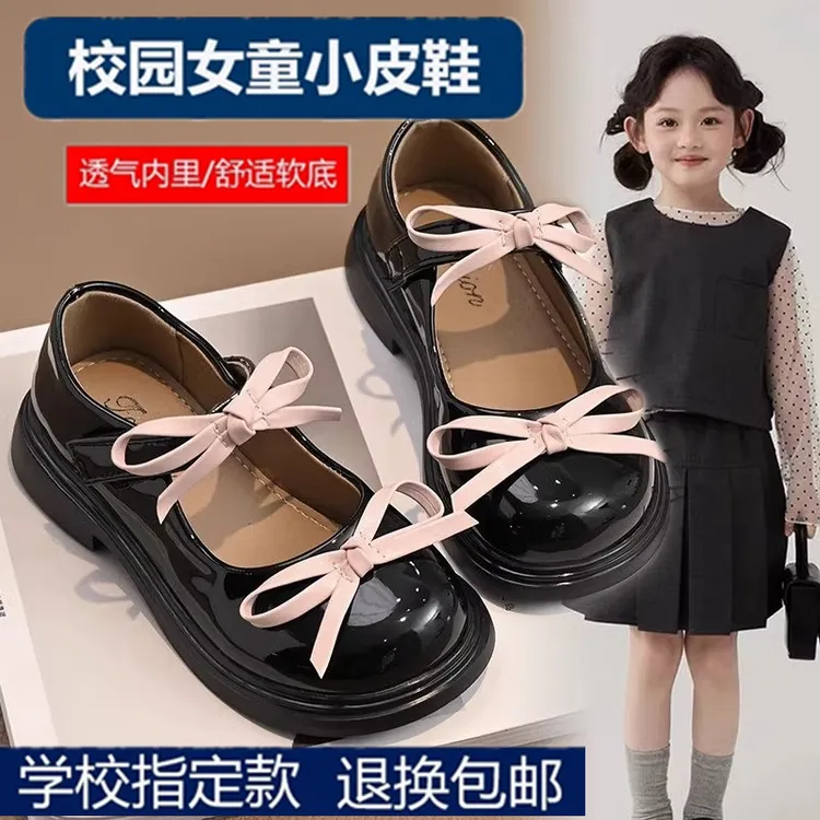 公主鞋女童皮鞋2025新款乐福春秋玛丽珍表演鞋银色小女孩洛丽塔鞋