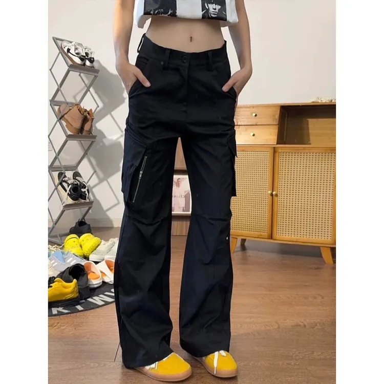 美式微喇弯刀工装裤男夏季薄款多口袋速干裤子cleanfit直筒阔腿裤