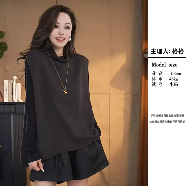 【格小姐】2521-3秋上新款欧版流苏风设计感时尚百搭高领针织马甲女