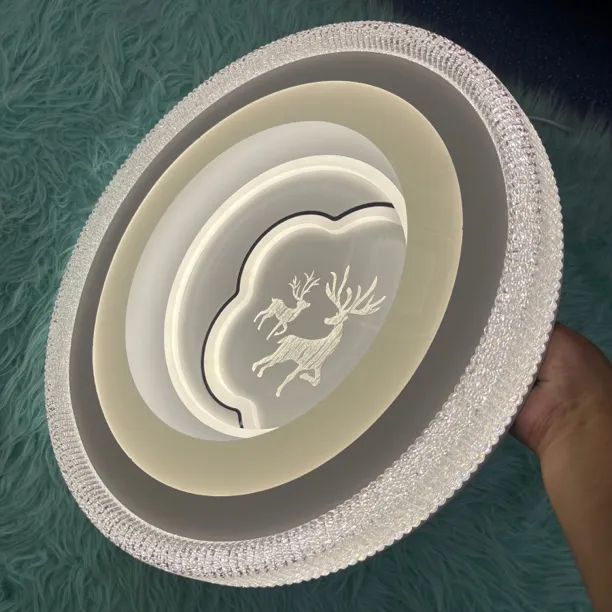 珍美 新款简约大气卧室灯护眼家用吸顶灯高档水晶砂圆方形餐厅灯