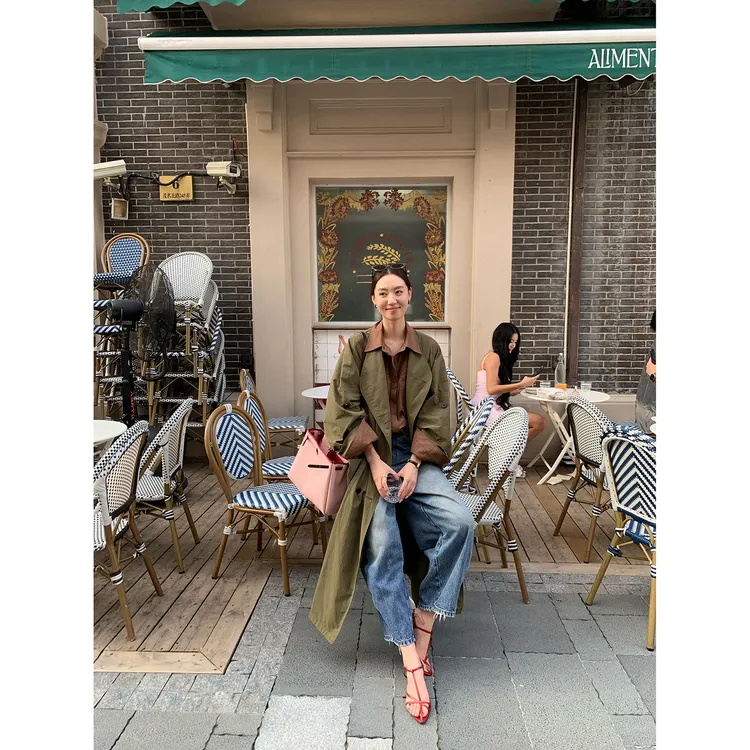 Gakee【都市漫游】 简奢长款棉风衣宽松高级双排扣外套F36590GK53