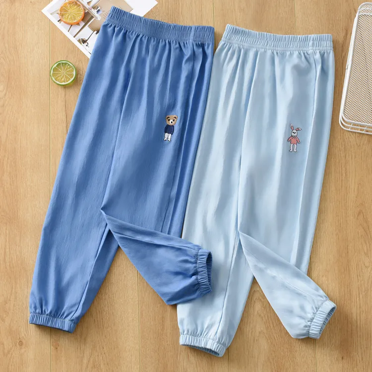 2025夏季新款薄款防蚊裤仿牛仔儿童宽松男童女童洋气透气长裤子