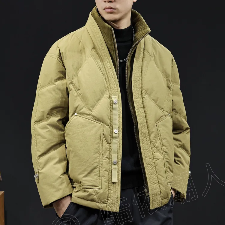 LEIGHZ/雷茨新国标鸭羽绒服男冬季2025新款保暖半高领假两件外套