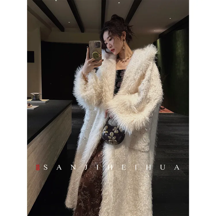 三吉黑花「12/12日20开」【牧羊女】游牧风环保托卡羊毛钉珠大衣