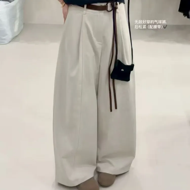 韩系2025秋季新款简约显瘦高腰直筒裤女宽松显瘦百搭休闲阔腿裤