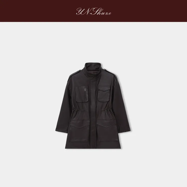 YN-SHUZE【极夜锋芒】秋冬季时尚收腰显瘦鹅绒皮衣外套SZ-YNB-8806