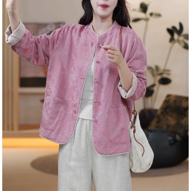 时尚设计感百搭国风上衣女2025秋季新款宽松显瘦新中式立领短外套