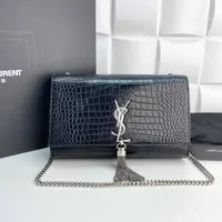 99新 YSL/圣罗兰  【诗诗】圣罗兰黑银鳄压kate单肩包 THFP193