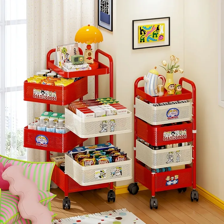 【免安装】零食置物架家用厨房小推车移动落地架子客厅高颜值零食架