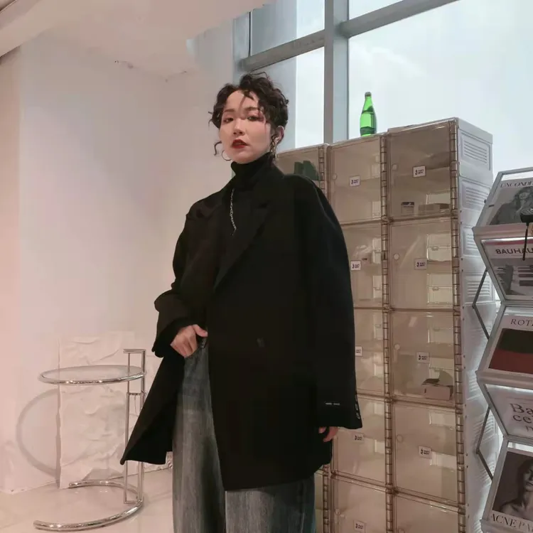 西装双面呢大衣女2025新款秋冬季外套高级感小个子短裤韩系气质