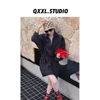 邱小小丽呀 秋季新款褶皱感收腰衬衫裙女宽松显瘦通勤上衣连衣裙