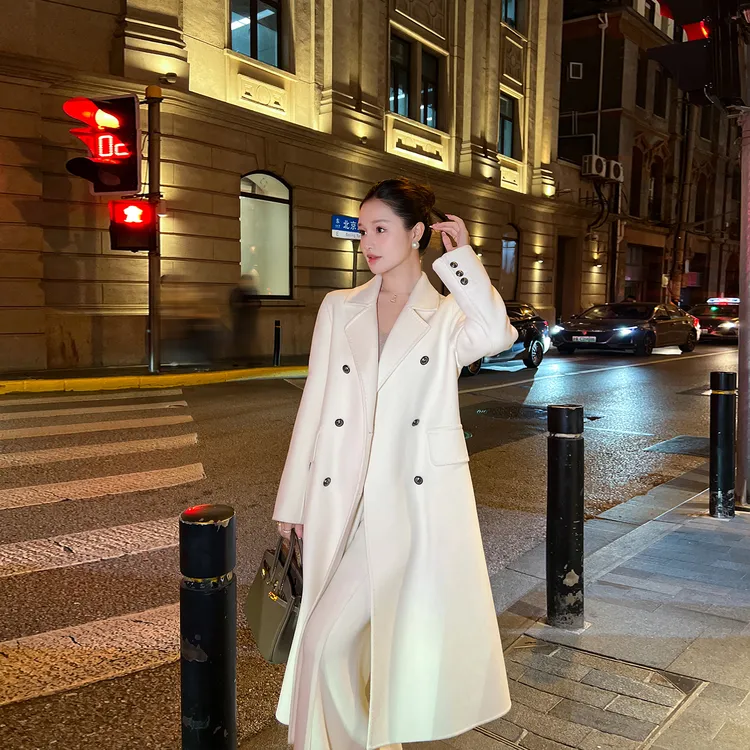 经典大牌双排扣双面羊绒大衣女2025冬季新款高级感气质毛呢子外套