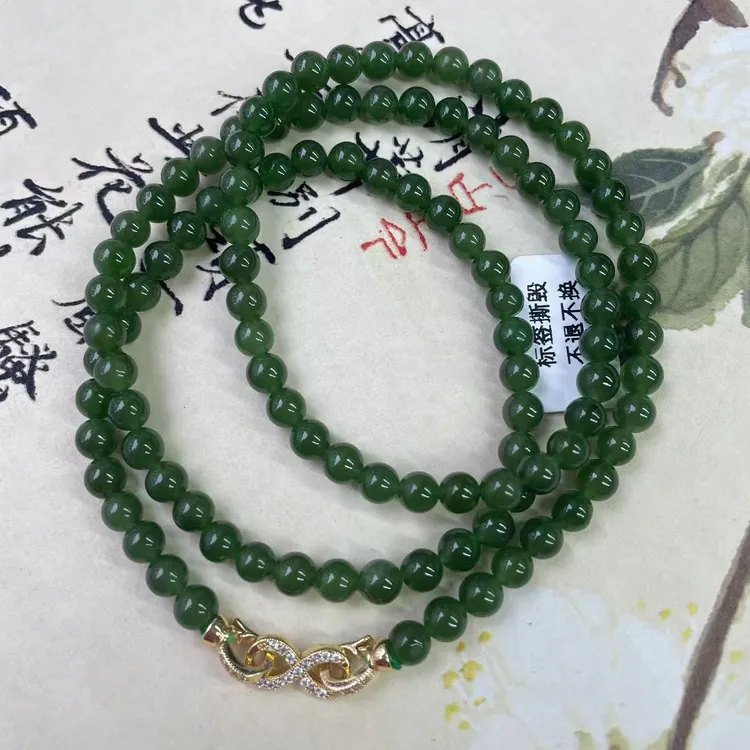 【润家玉】和田玉项链约卡6mm多样性发其一 M25-003