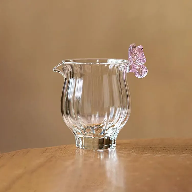 十载爱棠粉蝴蝶玻璃公道杯玻璃茶海高档功夫茶道配件耐高温分茶器