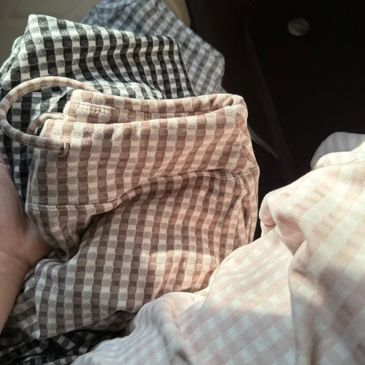【前300单立减30】升级宽腰磨毛格子裤软糯慵懒阔腿裤垂感直筒裤