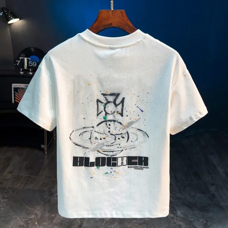 2025夏季新款宽松短袖T恤男士潮牌百搭休闲字母舒适透气印花体恤