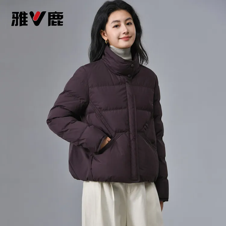 V/雅鹿YLH01B14600新国标90绒 新款羽绒服女短款加厚时尚冬装外套