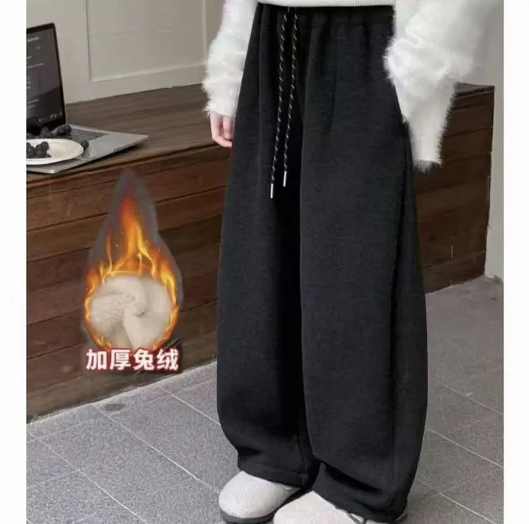 女童2025新版糯米裤升级版亲子款保暖仿兔毛百搭一条过冬直筒棉裤