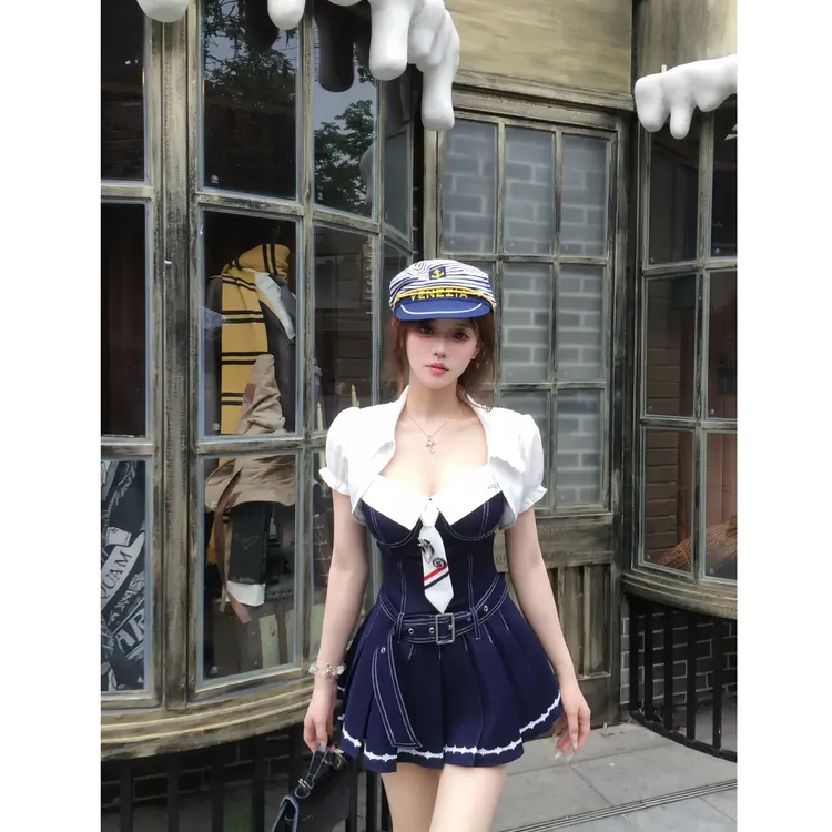 蔚蓝心事 夏季纯欲风设计甜美千金风约会出游设计小众连衣裙开衫