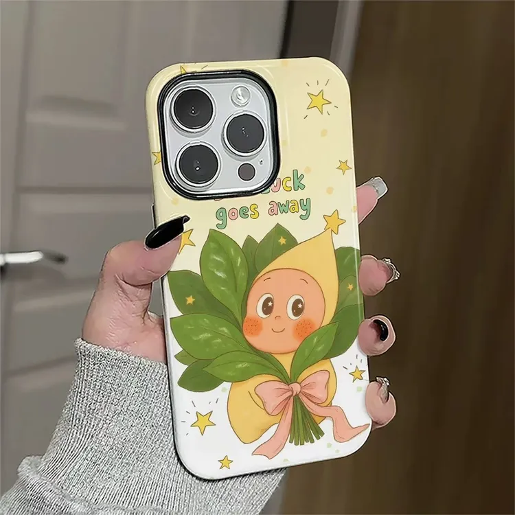 菲林二合一柚子叶星星人适用苹果17promax华为vivo小米oppo手机壳