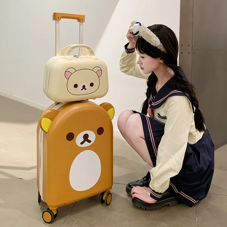 【顺丰发】20寸轻松熊卡通可爱便携旅行拉杆箱轻便纯PC密码箱行李箱