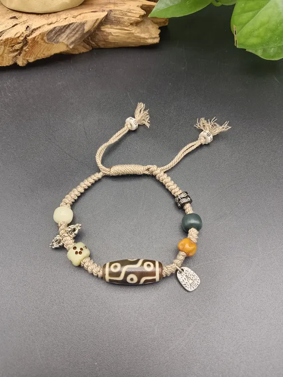 黄铜锆石手链 藏式满愿手绳手工编绳复古时尚