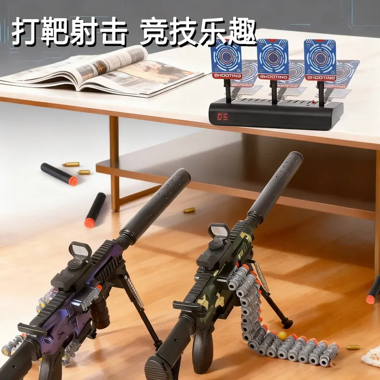 打靶射击软弹枪玩具计分M416小男孩玩具礼物连发室内运动训练
