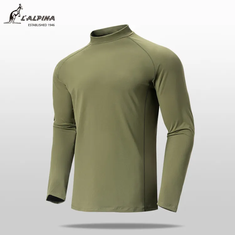 秋冬季半高领长袖打底衫男士休闲磨毛发热保暖上衣跑步运动训练服