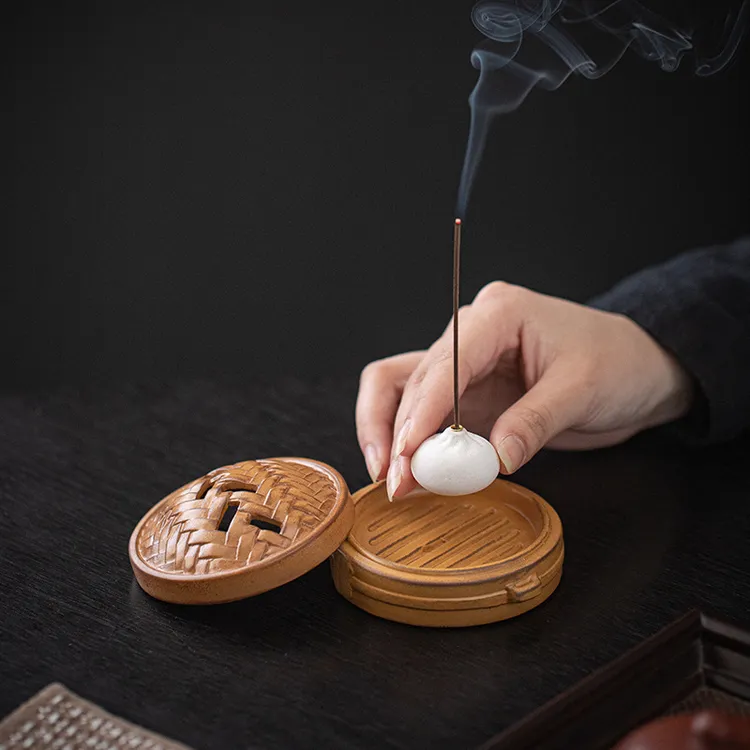 【蒸蒸日上】蒸笼盘香炉创意小笼包线香插座家用茶道香薰炉