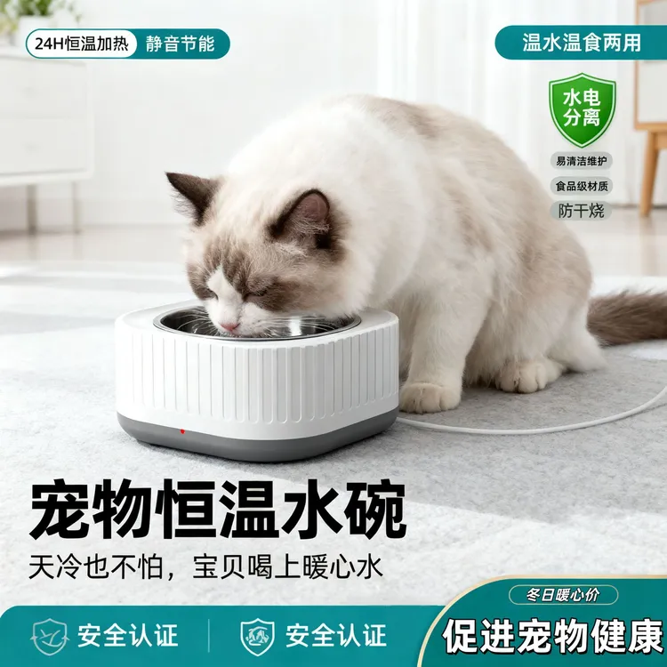 猫咪饮水机恒温加热狗狗冬季喝水保温宠物喝水碗酸奶机水电分离