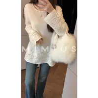 【mimius】U 重磅羊绒羊毛软糯重工钩花刺绣针织上衣 WG09170