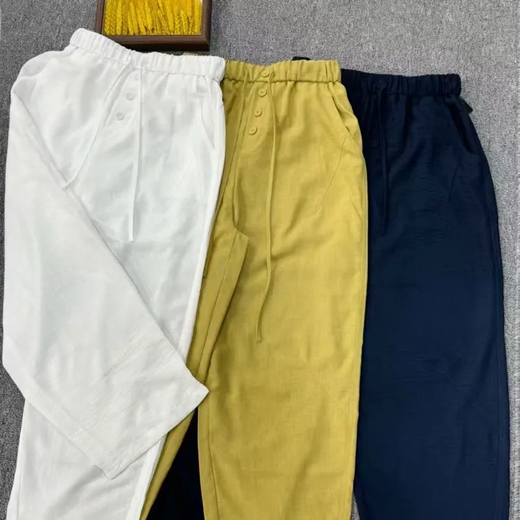 高级显瘦百搭松紧腰八分休闲裤【实物微色差】