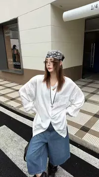 1201潮女时尚百搭v领纯色休闲衬衫长袖简约宽松韩版衬衣秋季