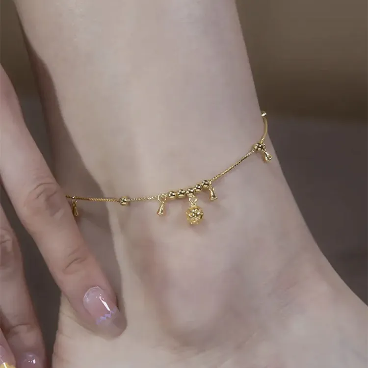Jusong klein 铜合金脚链 小众铃铛脚链轻奢高级感脚链冷淡风足链