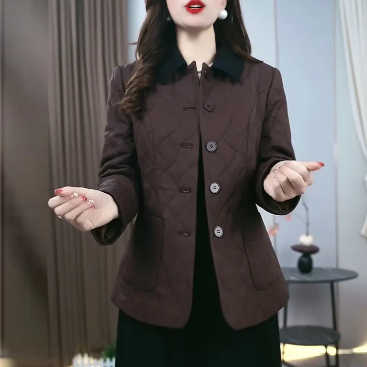 高端休闲加绒加厚棉服女2025冬季新款妈妈装气质显瘦保暖短款外套