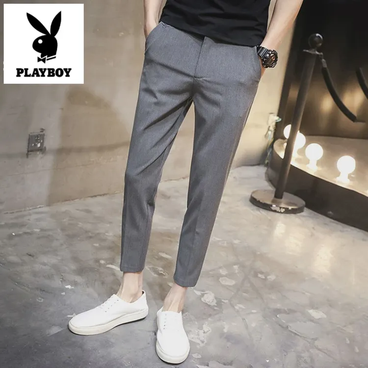 男士九分裤潮流修身韩版休闲裤夏季西装裤花花公子青年适用2024年